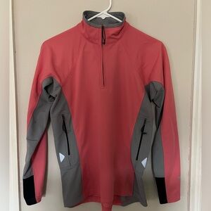 Mountain Hardwear Coral and Gray Quarter-Zip Jacket